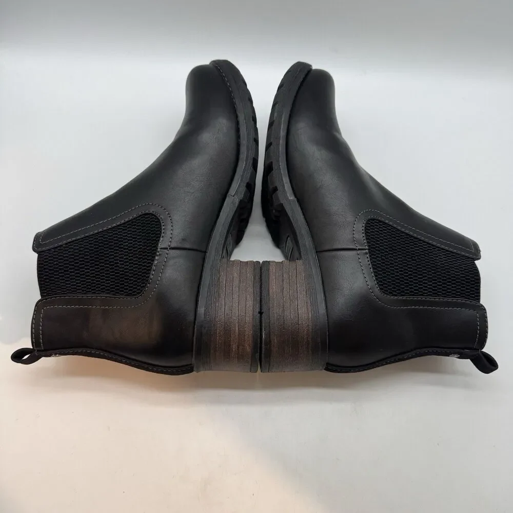 Eastland Jasmine Chelsea Boots Woman's 8.5W Black Faux Leather Chunky 2149-01
